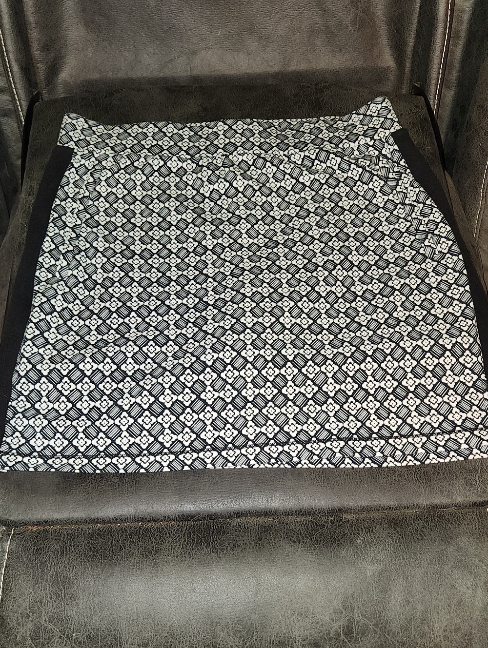 Talbots Black and White Geometric Mini Skirt